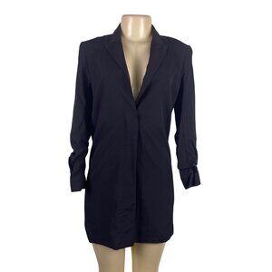 Theory Womens Black Wool & Polyamide Shirt Blazer Dress Elegant Button Cuff Sz 4
